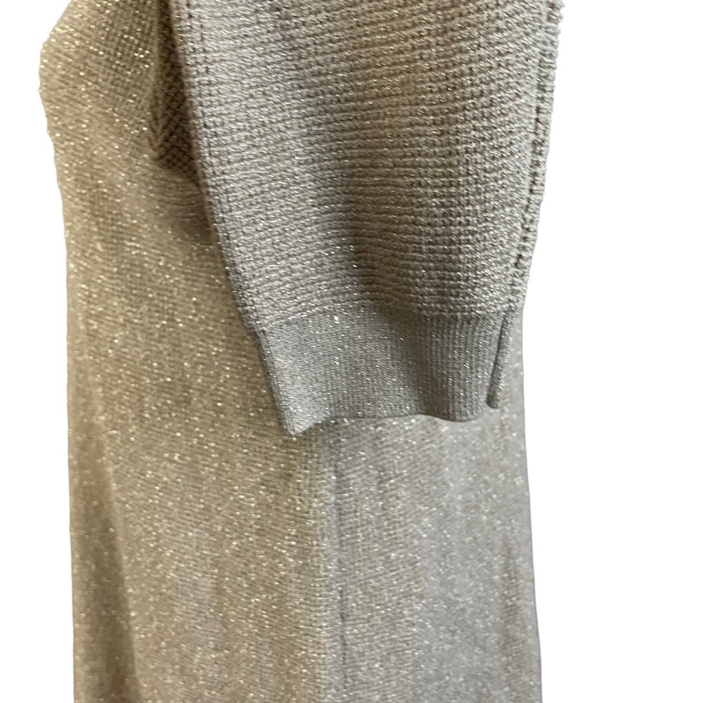 Liz Claiborne | Womens Oatmeal Metallic Knit Long Sleeve Boat Neck Sweater Large - Picture 4 of 7